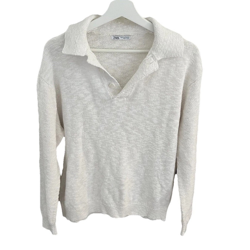 ZARA Sweater Button Pullover Collared Women's Size M